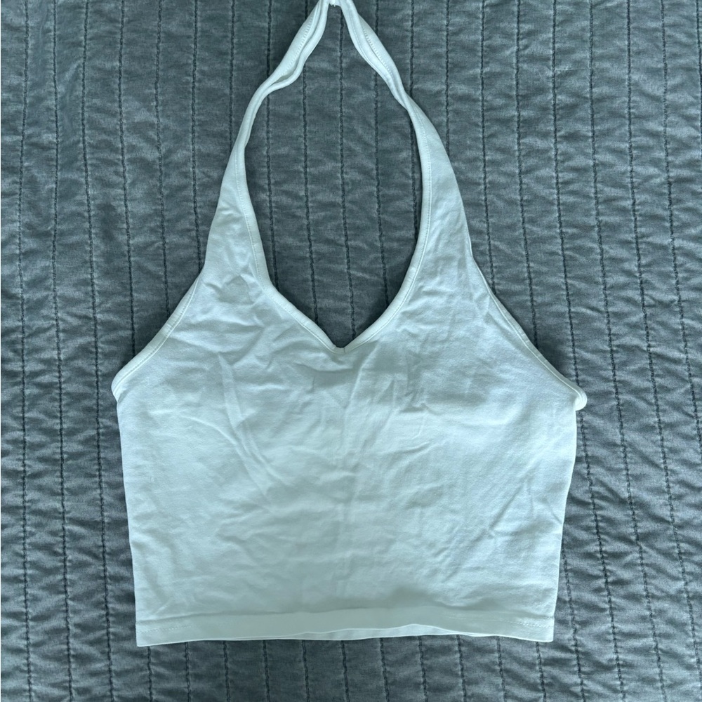 H&M White Halter Crop Top